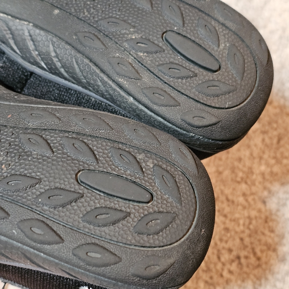 8.5 Wide Skechers Breathe Easy Lucky Lady Mary Jane Flats Black Gray - Picture 7 of 10